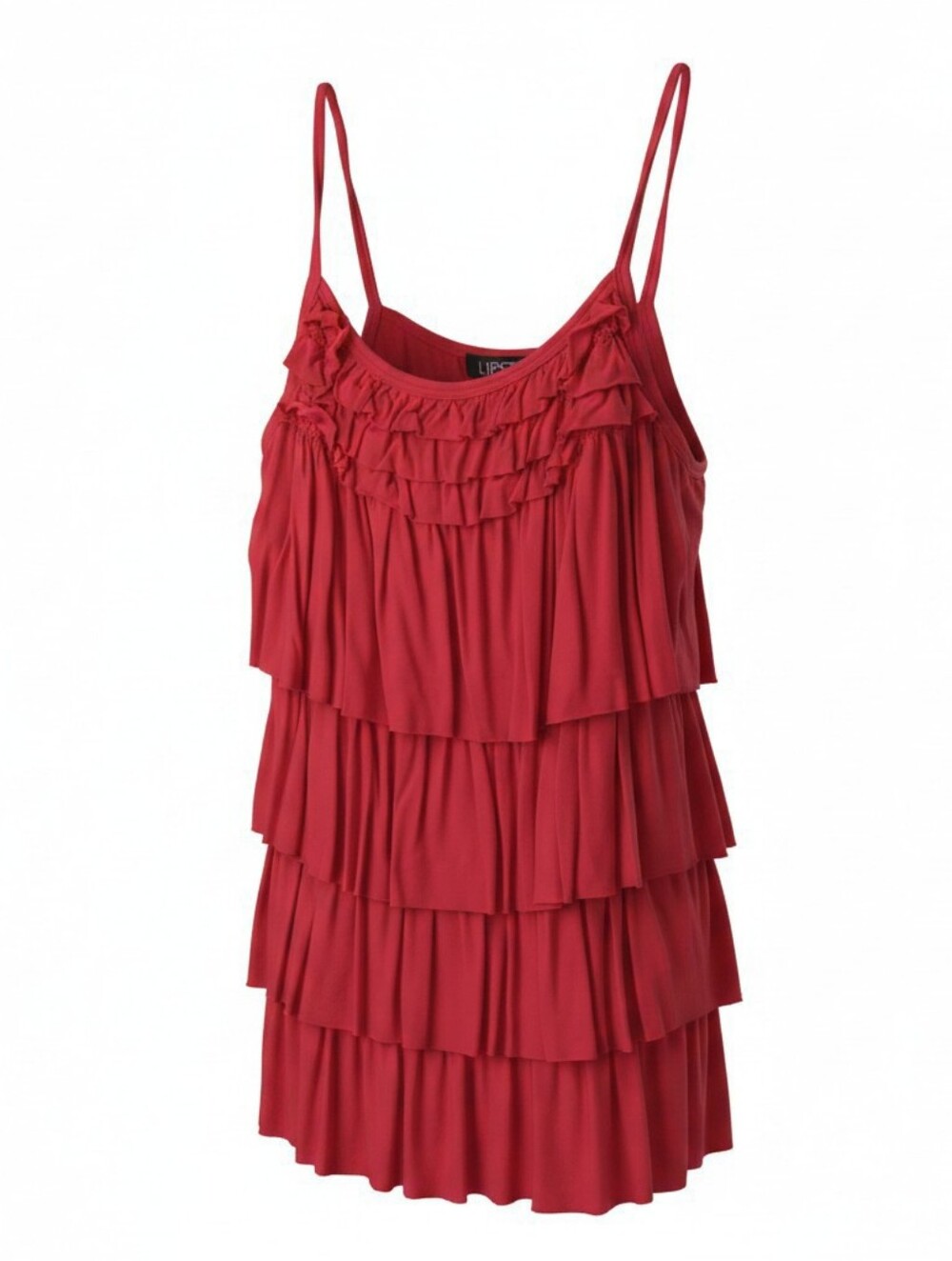 Vintage Y2K Lipstick Brand Red Tiered Ruffle Cami Tank Top Shirt Large - Picture 4 of 10